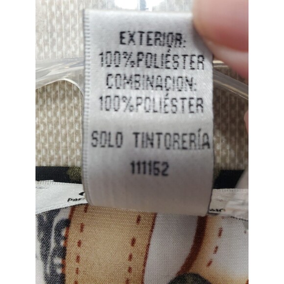 Elysee 26 Equestrian Chain Print Animal Mesh Overlay Crossover Gathered Blouse M - Picture 6 of 6